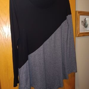 Elegant Black and Gray Women's Long Sleeve Top